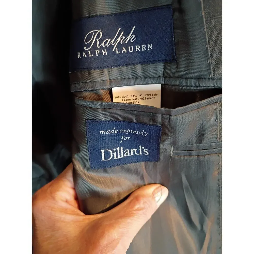 Ralph Lauren Blazer Gray 100% Wool Men's Sz XL Small Flaw See Photos